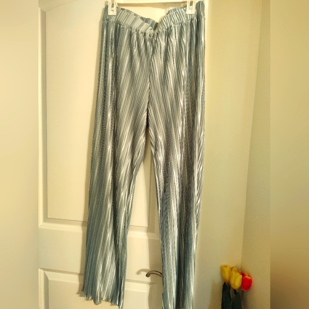 Rachel Zoe satin pleated palazzo pants